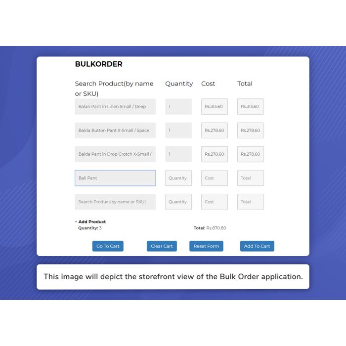 One Page Bulk Order